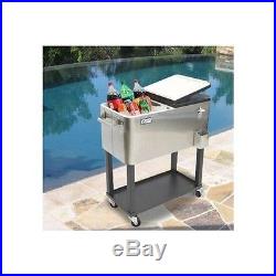 Beverage Serving Cart Party Ice Chest Cooler On Wheels Drinks Backyard Deck Pool