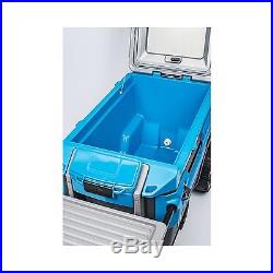 Big Wheeled 70 Quart Cooler, Large Rolling Igloo Trailmate Blue Ultratherm 5 day