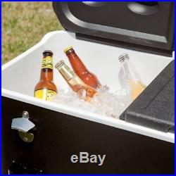 Black Sand 77 Qt Ice Chest Rolling Party Cooler Portable 100 Cans Steel Dual Lid