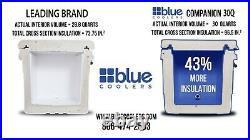 Blue Coolers 55 Quart Ice Vault Roto-Molded Cooler Trademark Blue