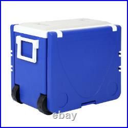 Blue Foldable Multi Function Rolling Cooler Table Picnic Camping Party Withchair2