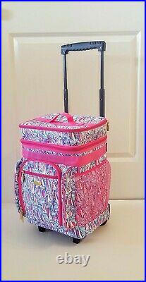 Brand New Lilly Pulitzer Rolling Travel Cooler Red Right Return Pattern