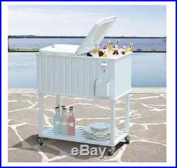 Brand New Party Rolling Cooler, Outdoor Deck Patio Ice Chest, White