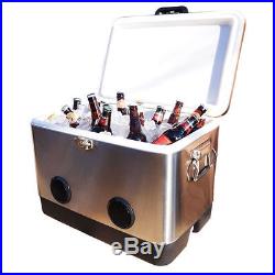 BrekX 54 Quart Stainless Steel Party Cooler Speakers Ice Chest Camping Event NEW