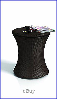 Brown Keter Rattan BBQ Cool Bar End Side Table Outdoor Patio Pool Deck Cooler