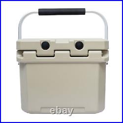 CAMP-ZERO 10 Liter 10.6 Quart Lidded Cooler with 2 Molded In Cup Holders, Beige