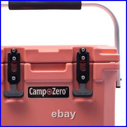 CAMP-ZERO 10 Liter 10.6 Quart Lidded Cooler with 2 Molded In Cup Holders, Coral