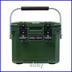 CAMP-ZERO 10 Liter 10.6 Quart Lidded Cooler with 2 Molded In Cup Holders, Green