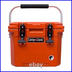 CAMP-ZERO 10 Liter 10.6 Quart Lidded Cooler with 2 Molded In Cup Holders, Orange