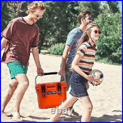 CAMP-ZERO 10 Liter 10.6 Quart Lidded Cooler with 2 Molded In Cup Holders, Orange