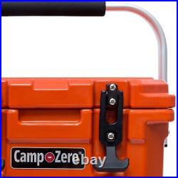 CAMP-ZERO 10 Liter 10.6 Quart Lidded Cooler with 2 Molded In Cup Holders, Orange