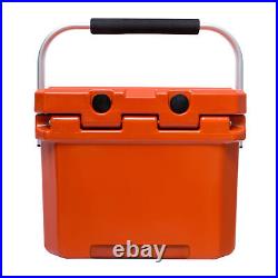 CAMP-ZERO 10 Liter 10.6 Quart Lidded Cooler with 2 Molded In Cup Holders, Orange