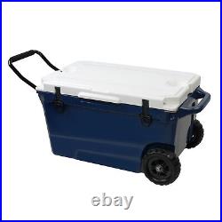 CLARFEY 50 Qt Portable Cooler Box Wheeled Ice Chest Camping Fishing BBQ Picnic