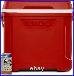 Camping Cooler with Carry Handle Red Compact 60 Quart Ice Box RV Plastic Light