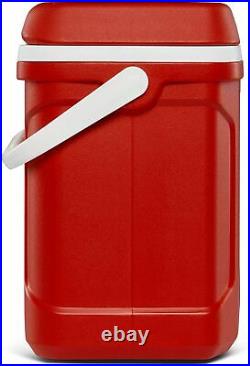 Camping Cooler with Carry Handle Red Compact 60 Quart Ice Box RV Plastic Light