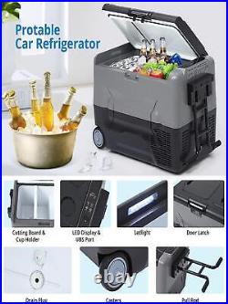 Car Refrigerator with Movable Wheels, Portable Freezer with 12/24V DC110-240V AC