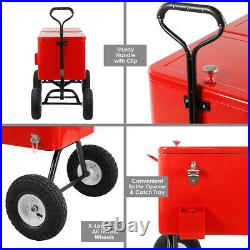 Clevr 80-Qt Red Rolling Cooler Wagon Ice Chest Cart Large Wheels Beaches Park