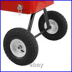 Clevr 80-Qt Red Rolling Cooler Wagon Ice Chest Cart Large Wheels Beaches Park