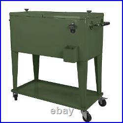 Clevr Retro 80Qt Quart Rolling Cooler Ice Chest Patio Outdoor Portable Green