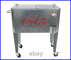 Coca-Cola 60 Qt Embossed Galvanized Rolling Cooler Ice Chest Officially Licensed