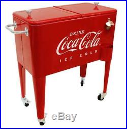 Coca Cola Cooler Ice Chest Retro Red 60 Qt. Rolling Wheels Bottle Opener Classic