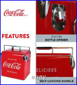 Coca Cola Retro Ice Chest Cooler with Bottle Opener 13 L /14 Quart Vintage Style