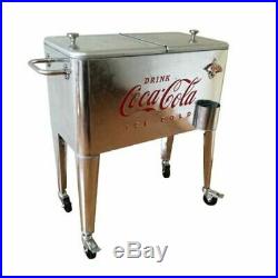 Coca Cola Vintage Retro 60qt Rolling Ice Cold Cooler Chest Box Officially Licen