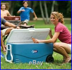 Coleman 100 Qt Xtreme Wheeled Cooler Camp Beach BBQ Party Travel Ice Chest BLUE
