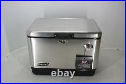 Coleman 3000006556 Ice Chest Reunion 54Qt Stainless Steel Belted Cooler Handles