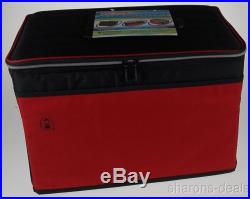 Coleman 48 Can Collapsible Cooler Black Red Lid Hatch Insulated Antimicrobial