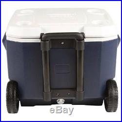 Coleman 50qt Insulated Cooler Wheeled Ice Chest 84 Cans Camping Picnic Party