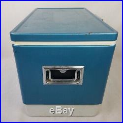 Coleman Snow Lite Cooler Metal 55 Quart Vintage 1973 Ice Chest Drink Blue Large