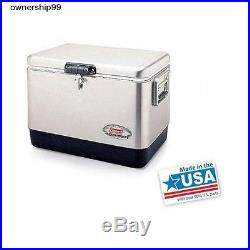 Coleman Stainless Steel Cooler 54 Quart Ice Chest Tailgating Camping 85 Can New