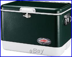 Coleman Stainless Steel Cooler Metal Outdoor Coolers Patio Deck Ice Chest Green