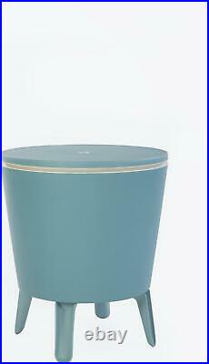 Cool Bar And Side Table Keter Modern, Outdoor Patio, Beer And Wine Cooler, Teal