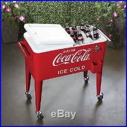 Cooler Coca-Cola Rolling 80 Quart Ice Cold Beverage Party New Free Shipping