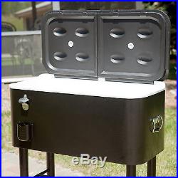 Cooler On Wheels 77 qt. Ice Chest Outdoor Party Patio Cart Portable Steel