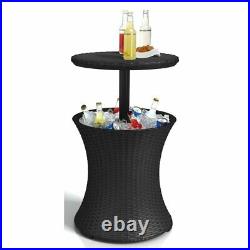Cooler Outdoor Patio Ice Cart Beer Chest Table Party Portable Rattan Bar Quart B