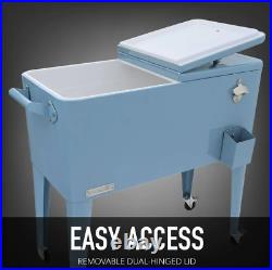 Cooler Patio Vintage Style Chest Party Serving Deck Caster Ice Station Blue Gift