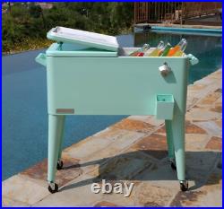 Cooler Patio Vintage Style Chest Summer Serving Deck Caster Ice Station Green