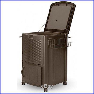 Cooler Resin Wicker Outdoor Patio Deck Ice Chest Party Wheeled Portable Indoor