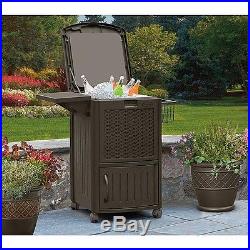 Cooler Resin Wicker Patio Deck Pool Ice Chest Bar Cabinet Rolling Outdoor Mocha