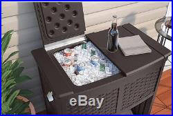 Cooler Station withWheels Deck Pool Outdoor Ice Holder Chest Storage 85 Qt Suncast