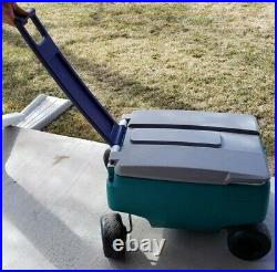 Cooler Wagon 4 Wheels Picnic Buggy Rubbermaid Ice Chest vintage 48 qt. Rare