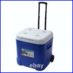 Cooler with Wheels Ice Bin Beer Food Camping RV Vacation Chest BBQ Boating Hunt
