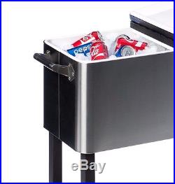 Coolers On Wheels Patio Portable Beverage Stainless Steel Rolling Cart Ice Chest