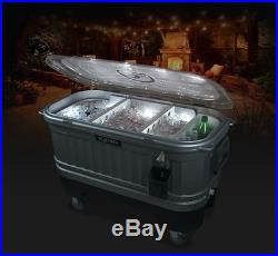 Coolers on Wheels Patio Cooler Ice Chest Bar Igloo LED Light Party Portable New