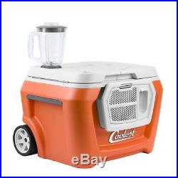 Coolest Cooler Orange 55 Quart Rolling Ice Chest Built In Blender Camping Picnic