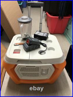 Coolest Cooler Orange, Blender, Bluetooth Speaker, Plates, Needs Battery