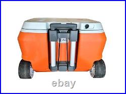 Coolest Cooler Orange with Blender Bluetooth Speaker Rechargeable Battery Wheels